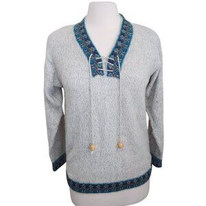 Inka Tradition Baby Alpaca Peruvian Fair Isle Sweater Medium Pullover Cozy Cabin